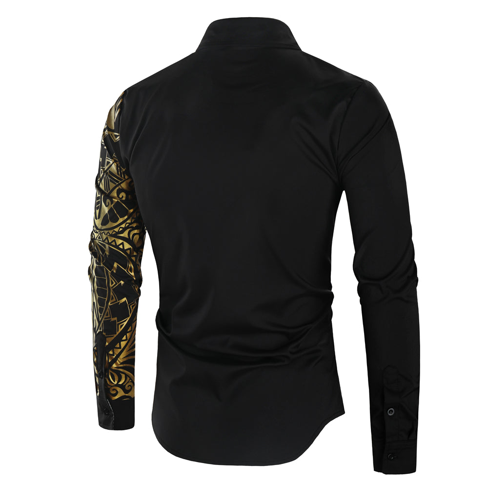 Luxury Gold Black Shirt Men New Slim Fit Long Sleeve - Don't Know What To Gift