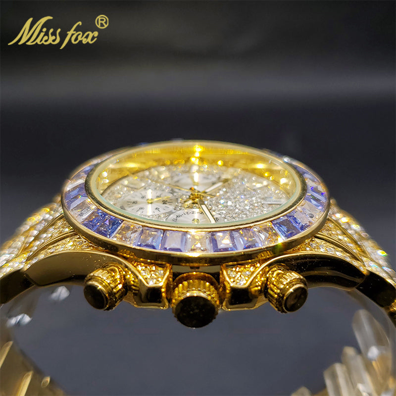 Luxury Gold Men's Watch Waterproof Stainless Steel Iced Bracelet - Don't Know What To Gift